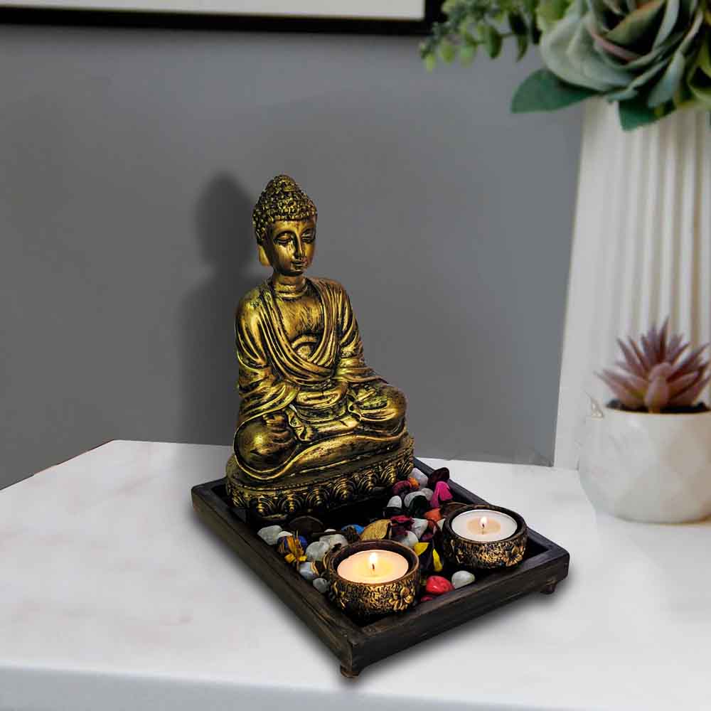 Meditating Buddha Idol on Tray